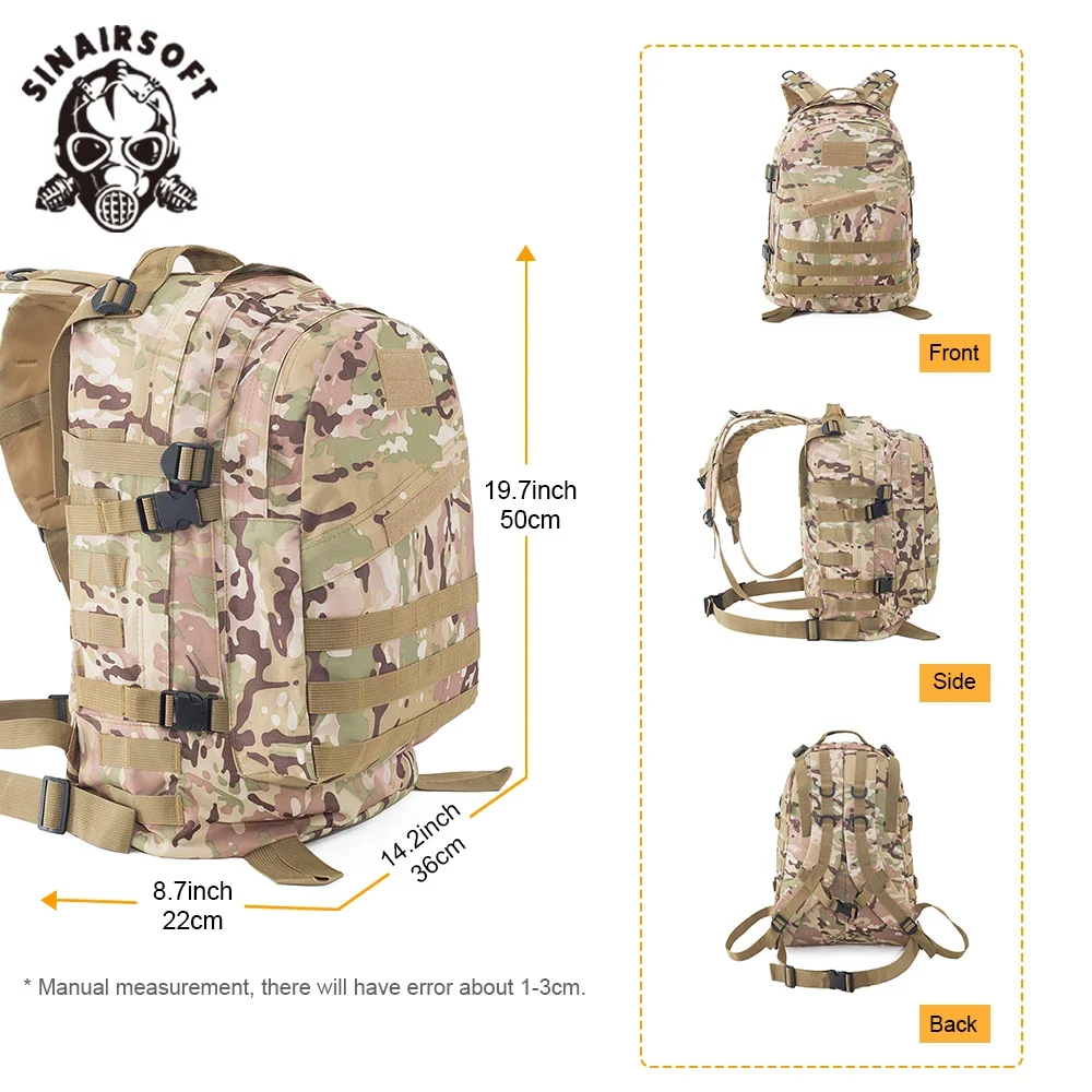 Mochila táctica 3D para deportes al aire libre, mochila de supervivencia de campo, escalada, Camping, senderismo, Trekking, bolsa de camuflaje de viaje - imagen 5