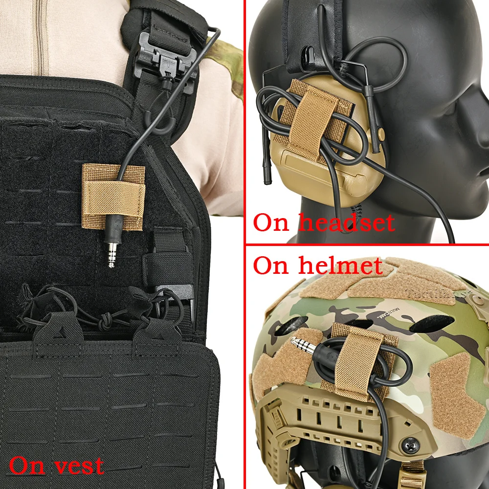 Cable de intercomunicación para auriculares tácticos, correa de recogida, equipo táctico NVG, arnés de cables, accesorios para casco, chaleco para auriculares - imagen 2