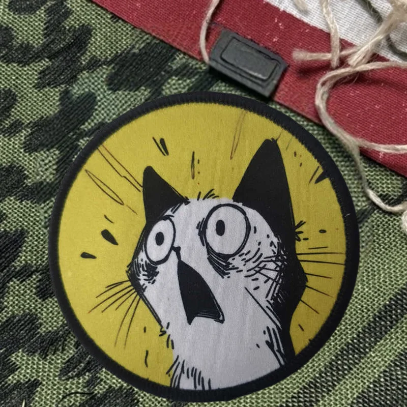 Parche con estampado de gato impactante, chaleco táctico, sombreros con gancho y bucle, insignia de moral, mochila, pegatinas decorativas, parches para brazalete para ropa - imagen 4