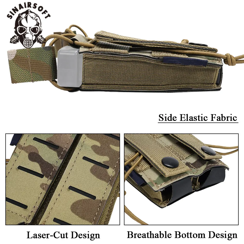 SINAIRSOFT táctico LSR 9mm bolsa para revistas doble Mag Carrier bolsa MOLLE corte láser - imagen 4