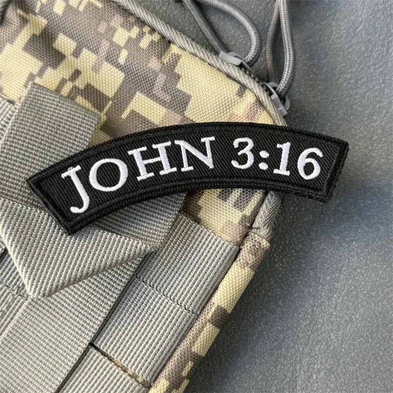 Parche "JOHN 3:16", insignia de período táctico, gancho bordado y bucle, mochila, accesorios de decoración de ropa, pegatina, brazalete - imagen 3