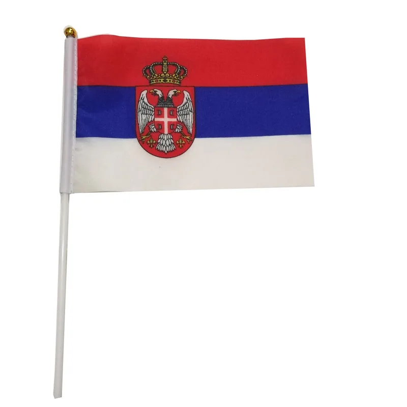Banderas agitadoras de manos de Serbia, 14x21cm, Bandera de Serbia, venta al por mayor, 10 unidades por lote - imagen 2