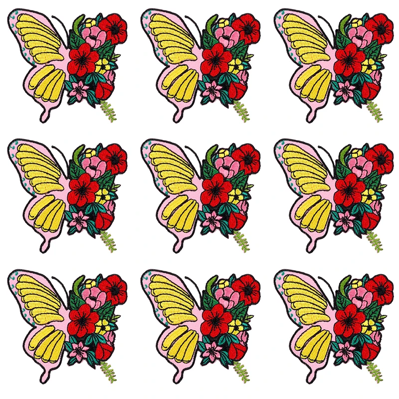 10 unids/lote parche de gato mariposa rana parche bordado de dibujos animados/animales parches para planchar para ropa parches de setas en ropa DIY - imagen 5