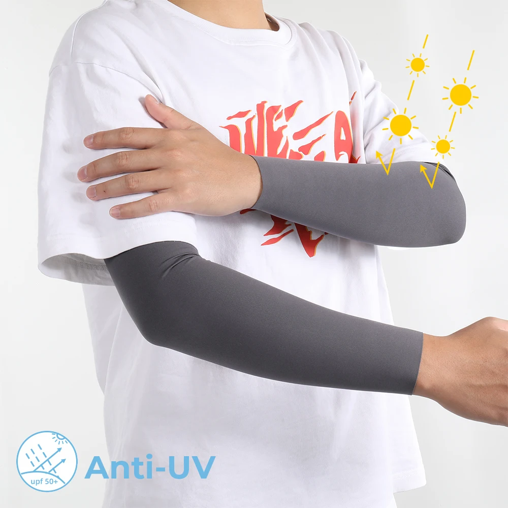 Calentadores de brazo para correr de tela refrescante de seda de hielo, mangas de protección UV para brazo, baloncesto, pesca, ciclismo, puño deportivo al aire libre para hombres y mujeres - imagen 3