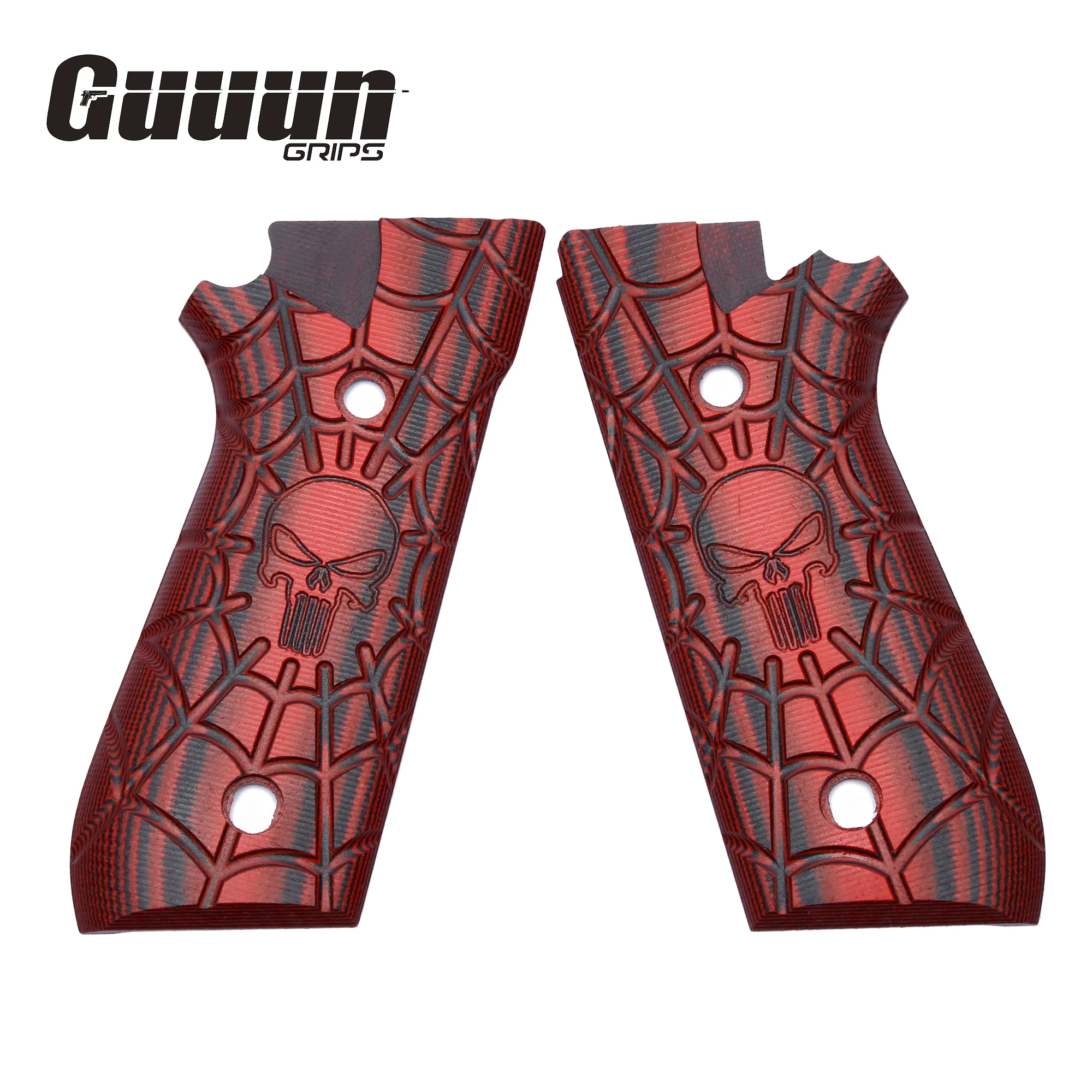 Guuun G10 agarres para Taurus PT92 Skull Skeleton Punisher Texture Compatible con PT 92 /99/100/101 y Decocker - 5 opciones de Color - imagen 2