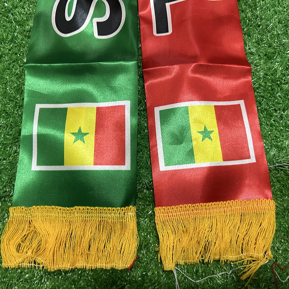 Bufanda Bandera de Senegal 2026, 14x135cm, Impresión Doble Cara, Satén, con Borlas, Ideal para Fútbol, Deportes y Eventos - imagen 4