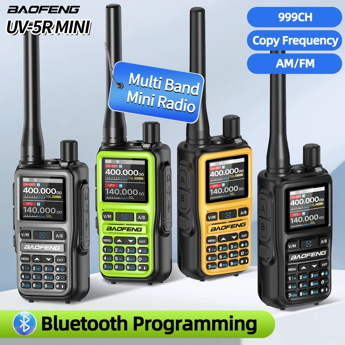 Baofeng UV-5R Walkie Talkie Banda Completa con Bluetooth