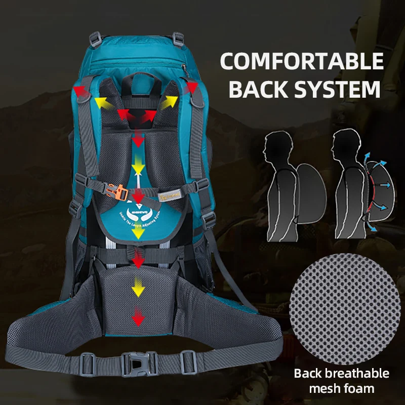 Mochila de Montañismo de 60L, bolsa de equipaje deportiva para acampar, senderismo al aire libre, escalada, bolsos de hombro, mochila grande de viaje para bicicleta de senderismo - imagen 4