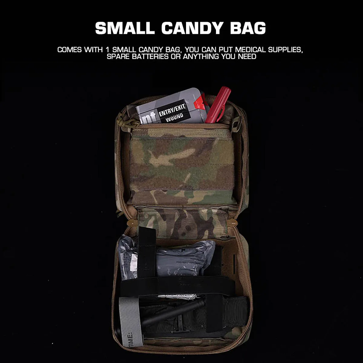 ATTACKER MEDICAL BAG Bolsa modular IFAK Molle Bolsa de primeros auxilios con bolsa de dulces pequeña Kit de correa interna - imagen 2
