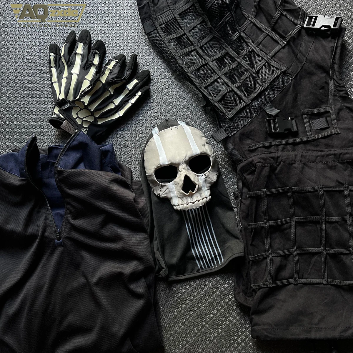 Airsoft Cod 19 Night Raid Ghost Cosplay conjunto completo de equipo fantasma máscara táctica chaleco y hemlet conjunto para Halloween Cosplay