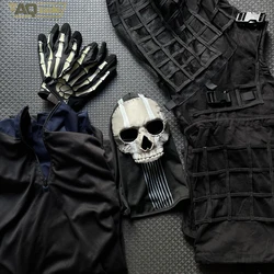 Airsoft Cod 19 Night Raid Ghost Cosplay conjunto completo de equipo fantasma máscara táctica chaleco y hemlet conjunto para Halloween Cosplay