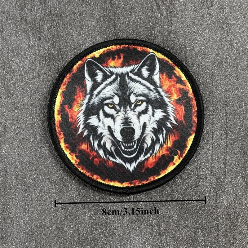 Parche con estampado de lobo para ropa, insignias de moral táctica, parches militares con gancho, pegatinas para mochila - imagen 3