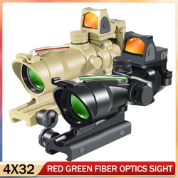Mira táctica 4x32 punto rojo fibra real compacta ajustable caza airsoft