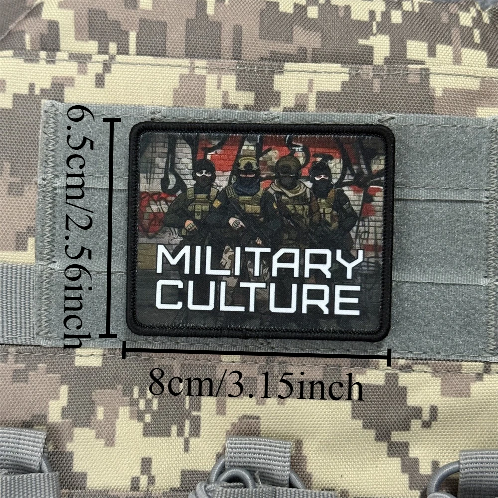 Parche táctico de moral MLITARY CULTURE, cuatro soldados tácticos, pegatina para brazalete con gancho y bucle impreso para mochila o ropa - imagen 3