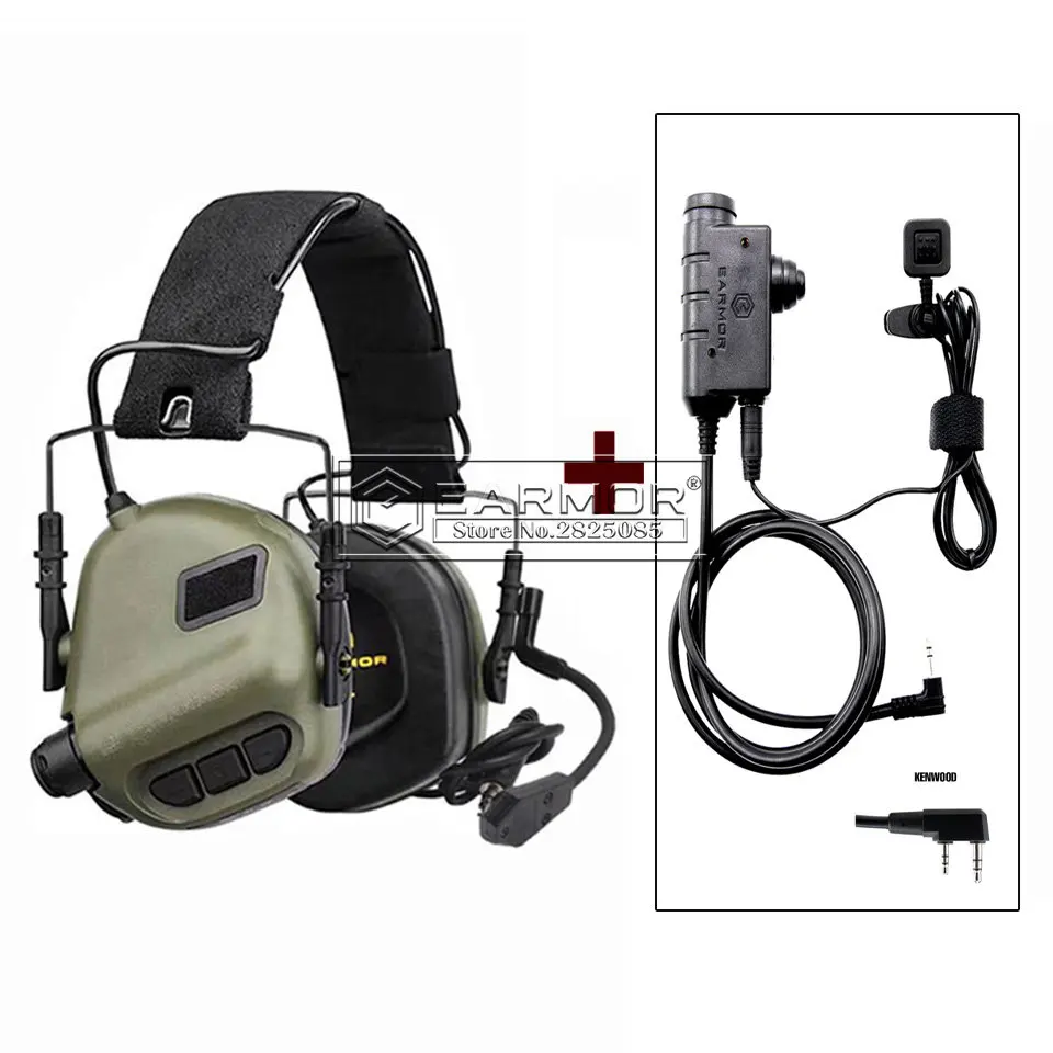 EARMOR-auriculares tácticos M32 y adaptador M52 Kenwood PTT, conjunto para comunicación, disparo, protección auditiva, cancelación de ruido - imagen 3