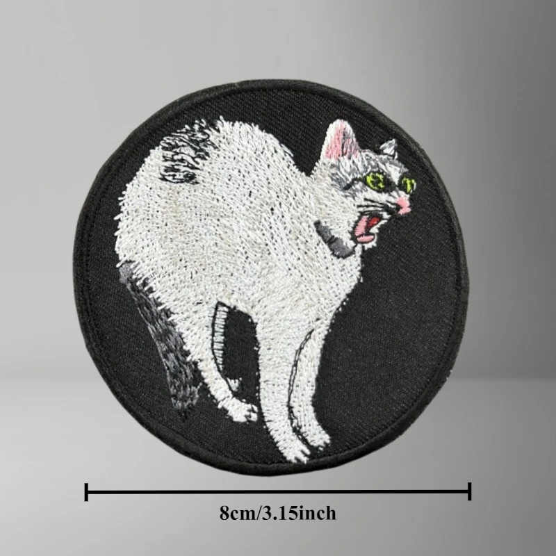 Parche bordado de gato para ropa, parches tácticos con gancho y bucle, pegatinas para mochila - imagen 5