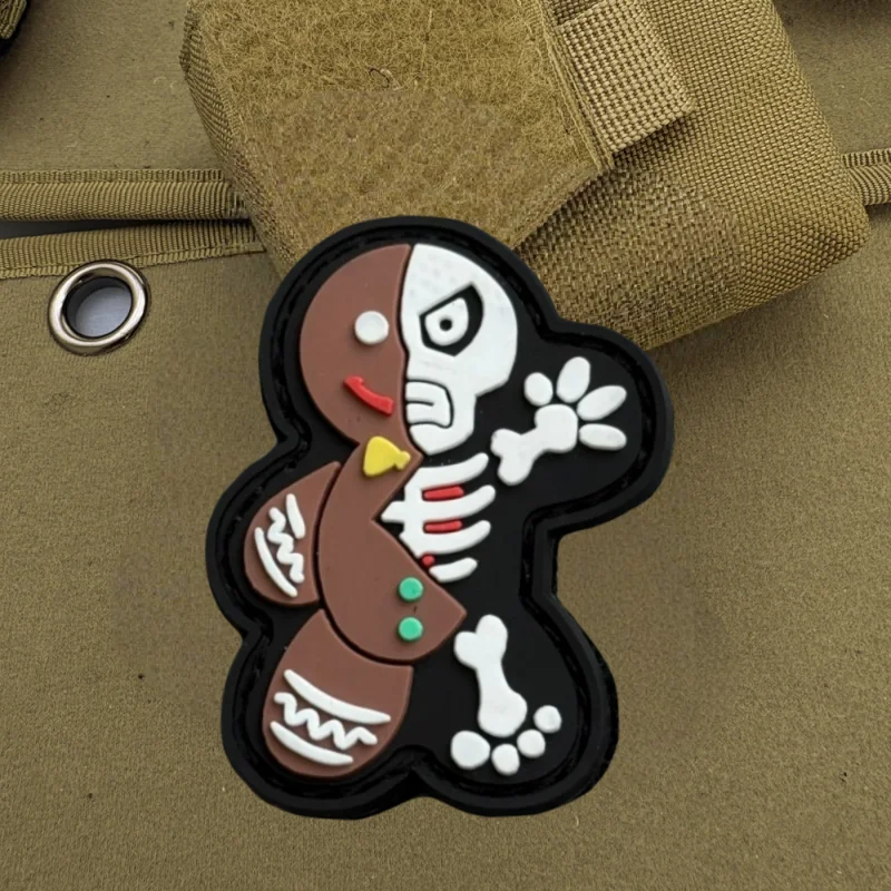 Parche de PVC brillante de pan de jengibre, insignia de moral táctica con gancho y bucle, pegatinas decorativas para mochila, parches para brazalete para ropa - imagen 2