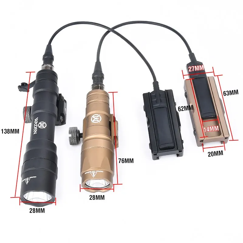 WADSN-linterna táctica M600DF, luz LED blanca Scout, interruptor de presión, ranura de montaje, ajuste de 20mm, riel Picatinny, Airsoft, caza - imagen 2