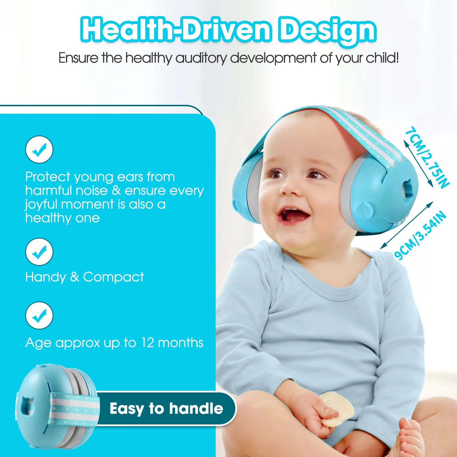 YHKEMA 0-2 años protectores auditivos para niños auriculares con cancelación de ruido protección auditiva orejeras de seguridad - imagen 5