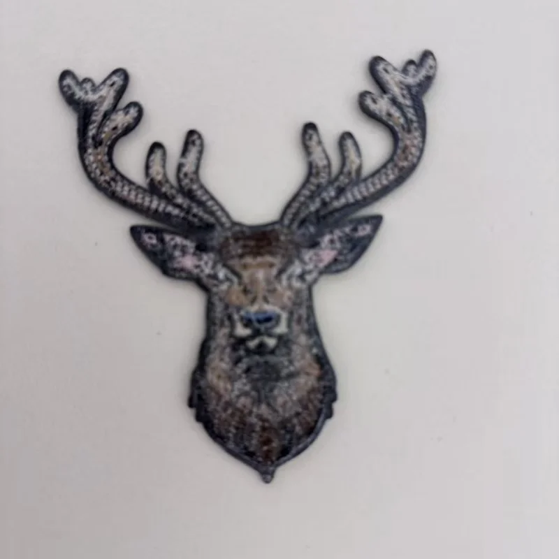 Parche de algodón bordado a mano con ciervo navideño, suministros para manualidades de ropa, parche bordado - imagen 3