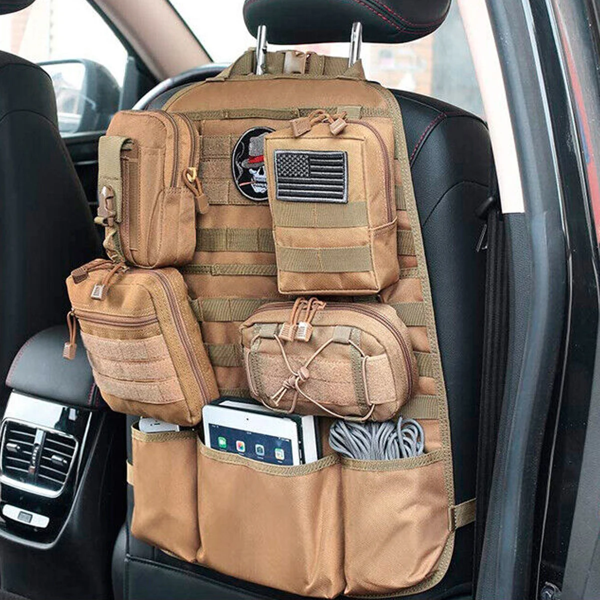 Bolsa de respaldo de asiento de coche de estilo militar al aire libre, hebilla MOLLE, organizador de miscelánea, bolsa de accesorios tácticos - imagen 2