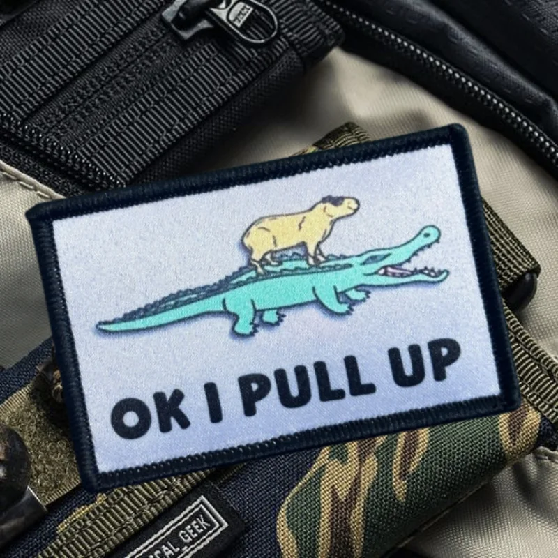 Parche estampado de capibara Ok I, chaleco táctico con gancho y bucle, insignia de moral, mochila, pegatina decorativa, parches para brazalete para ropa - imagen 4