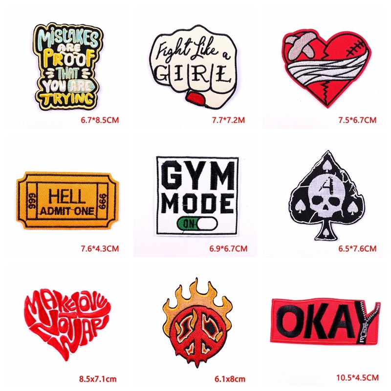 5 unids/lote cinta de dibujos animados/letras parches bordados para ropa DIY palabras positivas parches para planchar en ropa pegatinas para coser - imagen 4