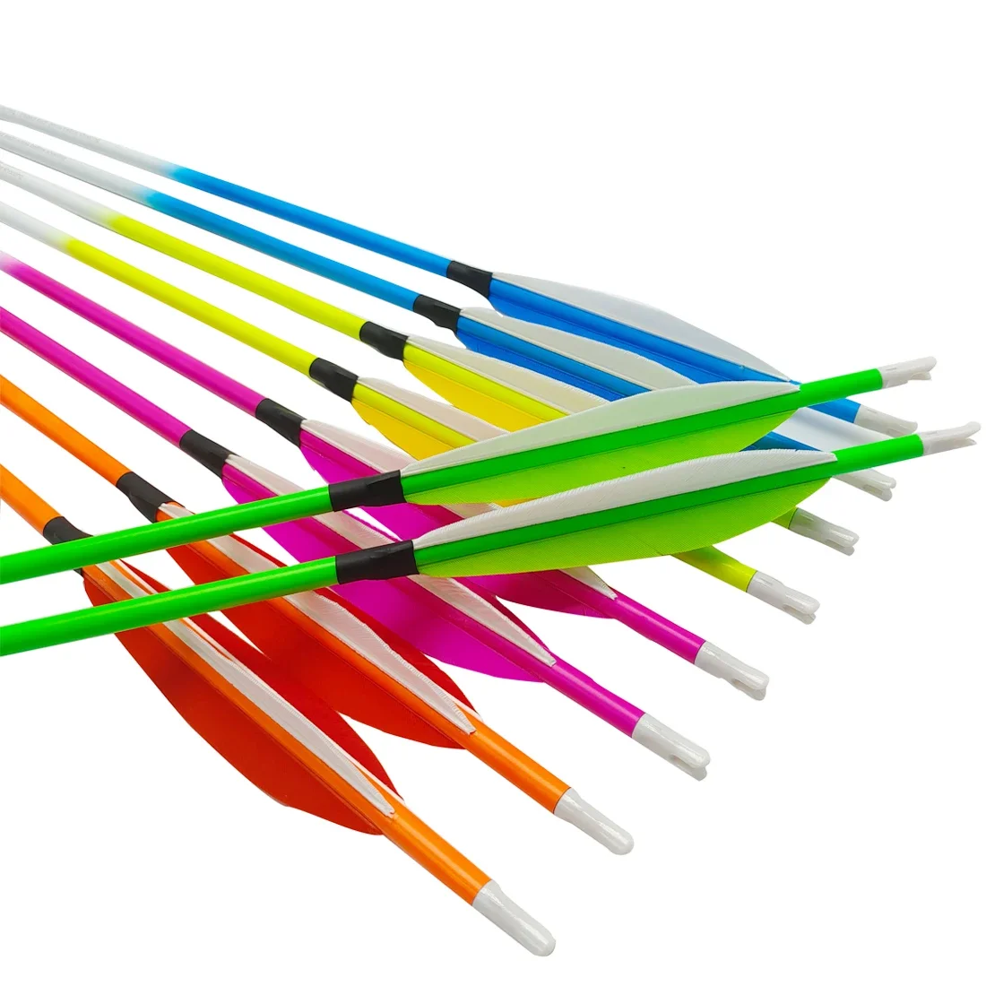 6 uds Linkboy tiro con arco flecha de carbono Sp340 32 pulgadas 5 pulgadas pavo pluma de plátano 100gr puntas arco tradicional caza - imagen 2