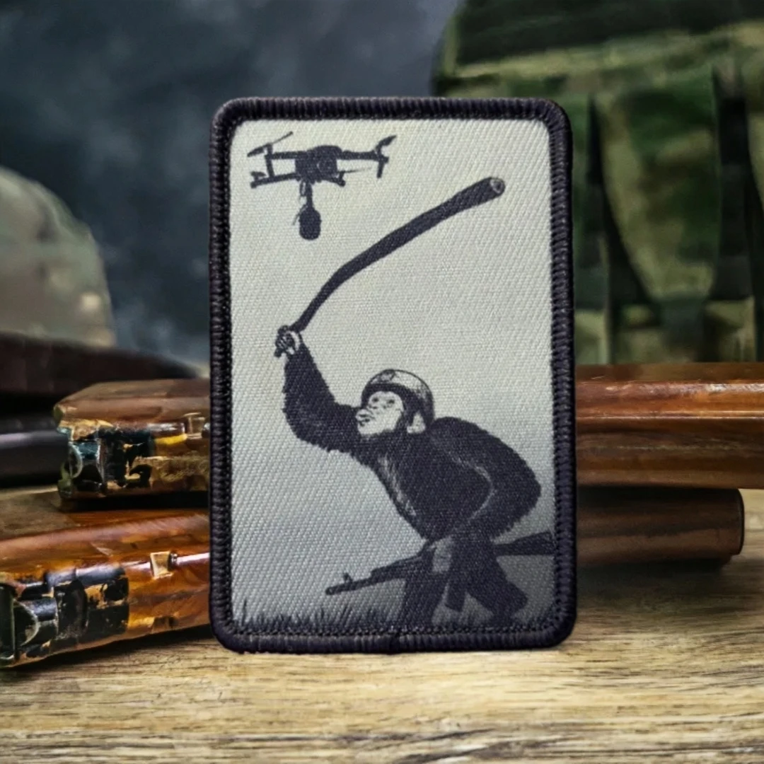 Parches tácticos de moral de Dron de ataque orangután "Evolution", brazalete del ejército militar, mochila, pegatina decorativa con gancho impreso - imagen 4