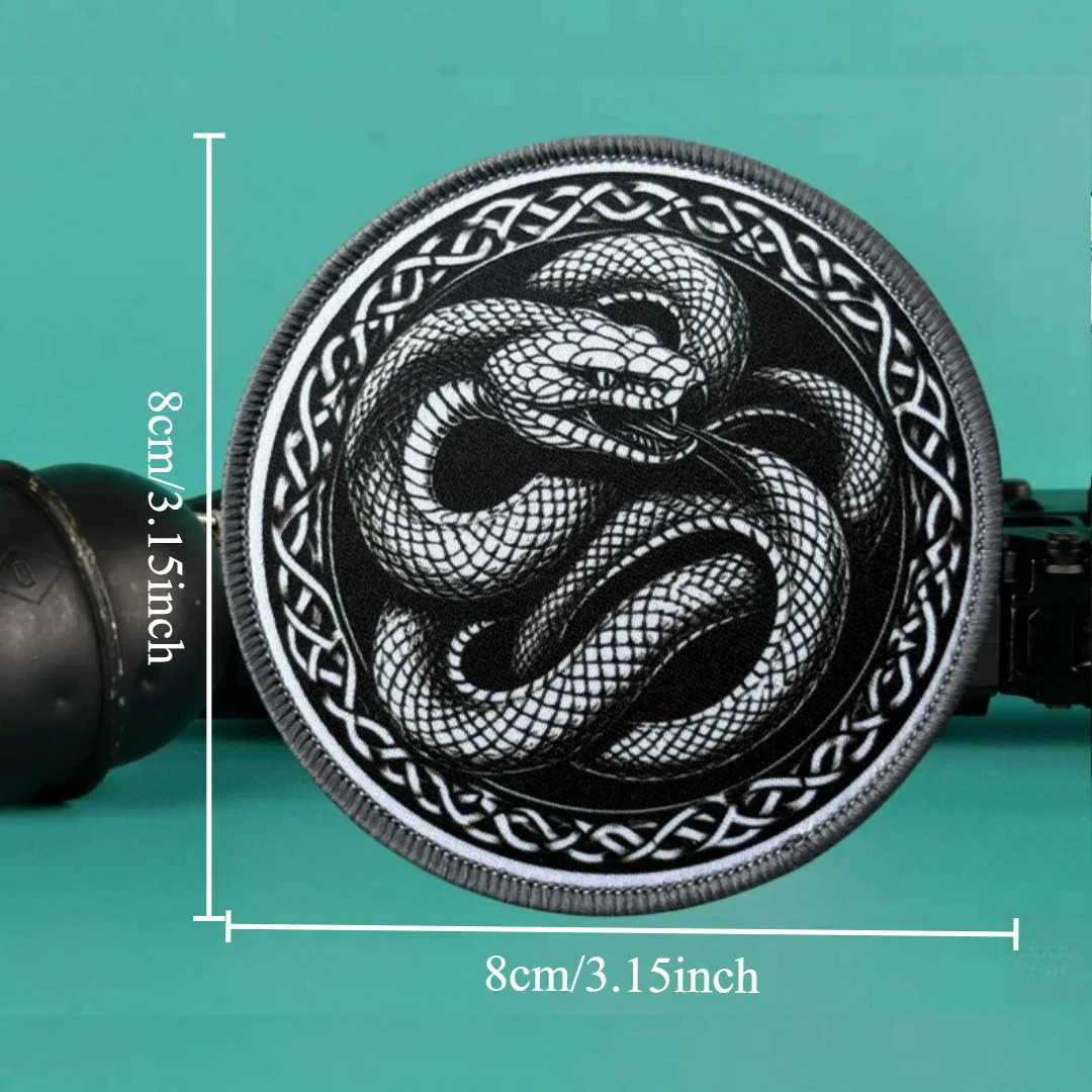 Parche Chevron con estampado de serpiente hambriento, parches de gancho y bucle para ropa, parche táctico de moral, brazalete del ejército militar, pegatina para mochila - imagen 2