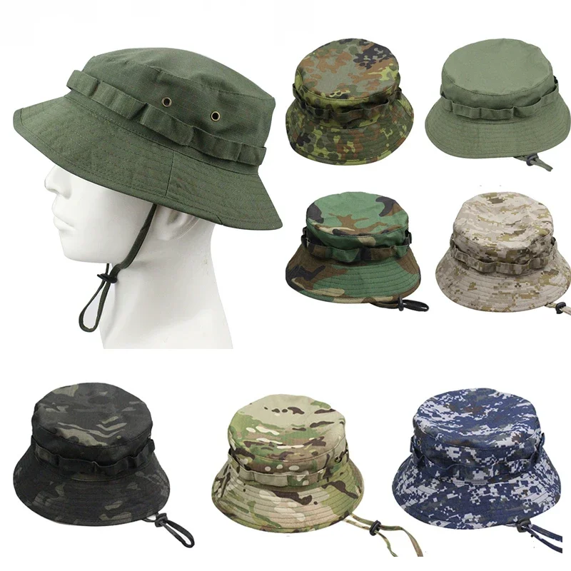 Sombrero panamá para hombre, sombrero de cubo, protector solar táctico, camuflaje, viajes al aire libre, escalada, pesca, entrenamiento, playa, sombrero de senderismo para hombre - imagen 3