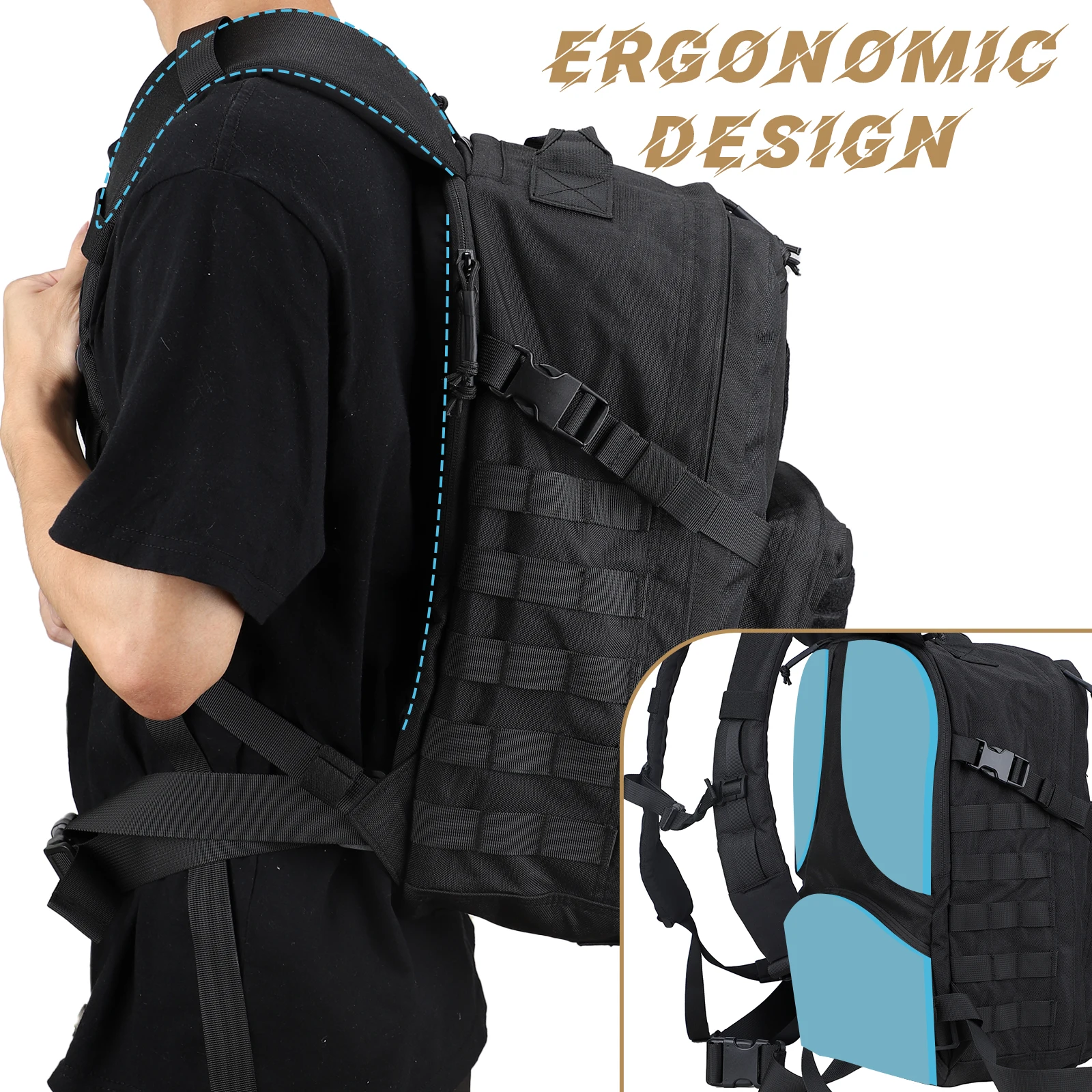 MGFLASHFORCE Mochila Táctica Militar Molle para Hombres, Mochila Militar de 30 L, Bolsa Bug Out, Compartimento para computadora portátil de 15,6" - imagen 4