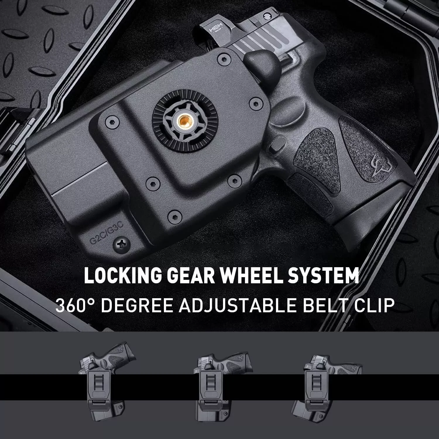 Solo para Taurus G2C/G3C/Millennium PT111 G2/PT140, funda OWB, liberación del pulgar, corte óptico, bloqueo de clic de sonido, polímero, cinturón, mano derecha - imagen 3