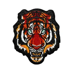 Parche de Velcros bordado con cabeza de tigre, insignia divertida con cierre de gancho y bucle para mochila táctica Molle, chaqueta y gorras