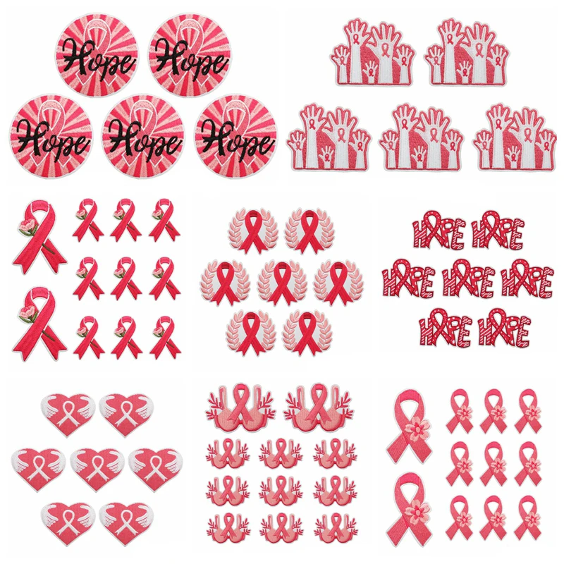 10 unids/lote, venta al por mayor, apliques de bufanda de esperanza, parches para planchar para pegatinas de ropa, parches bordados de dibujos animados en ropa, insignias DIY - imagen 2