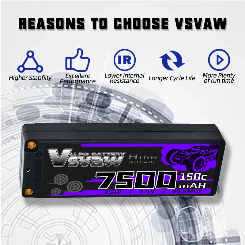Batería LiPo RC VSVAW de carcasa rígida con XT60/EC5 - imagen 2