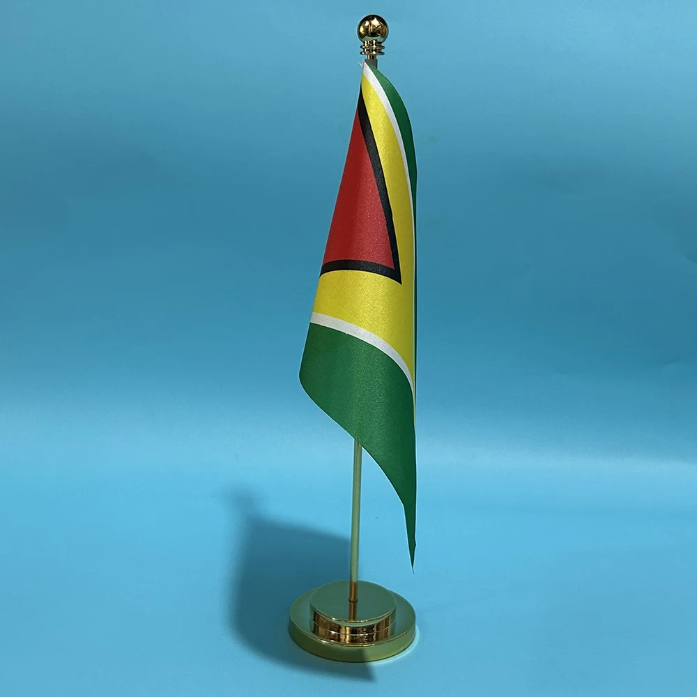 BANDERA DE SKY, bandera de escritorio de oficina, bandera de Guyana, 14x21cm, bandera nacional de Guyana de poliéster, adornos de escritorio, banderas - imagen 3