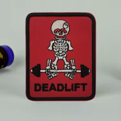 DEADLIFT-Parche de luz nocturna con esqueleto para Fitness, insignia de moral táctica, parche bordado con gancho y bucle, pegatina para mochila para ropa