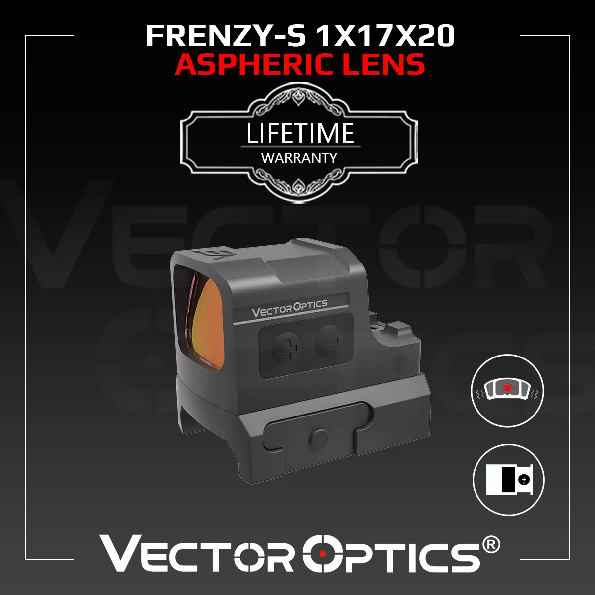 Mira Red Dot Vector Optics Frenzy-S 1x17x20 | Sensor de Movimiento con Apagado Automático | Impermeable IP67 | Aluminio 7075-T6 | Lente Asférica - imagen 2