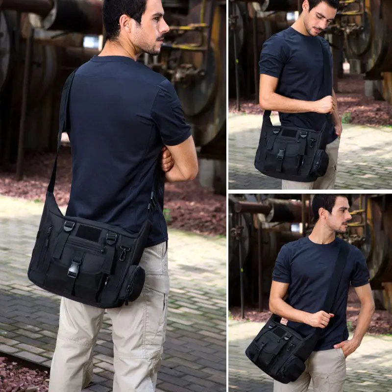 Bolso táctico para ordenador portátil de 14 pulgadas para hombre, bolsa de mensajero Molle para documentos A4, bandolera deportiva para crosschie, bolso de hombro para acampar y senderismo - imagen 2
