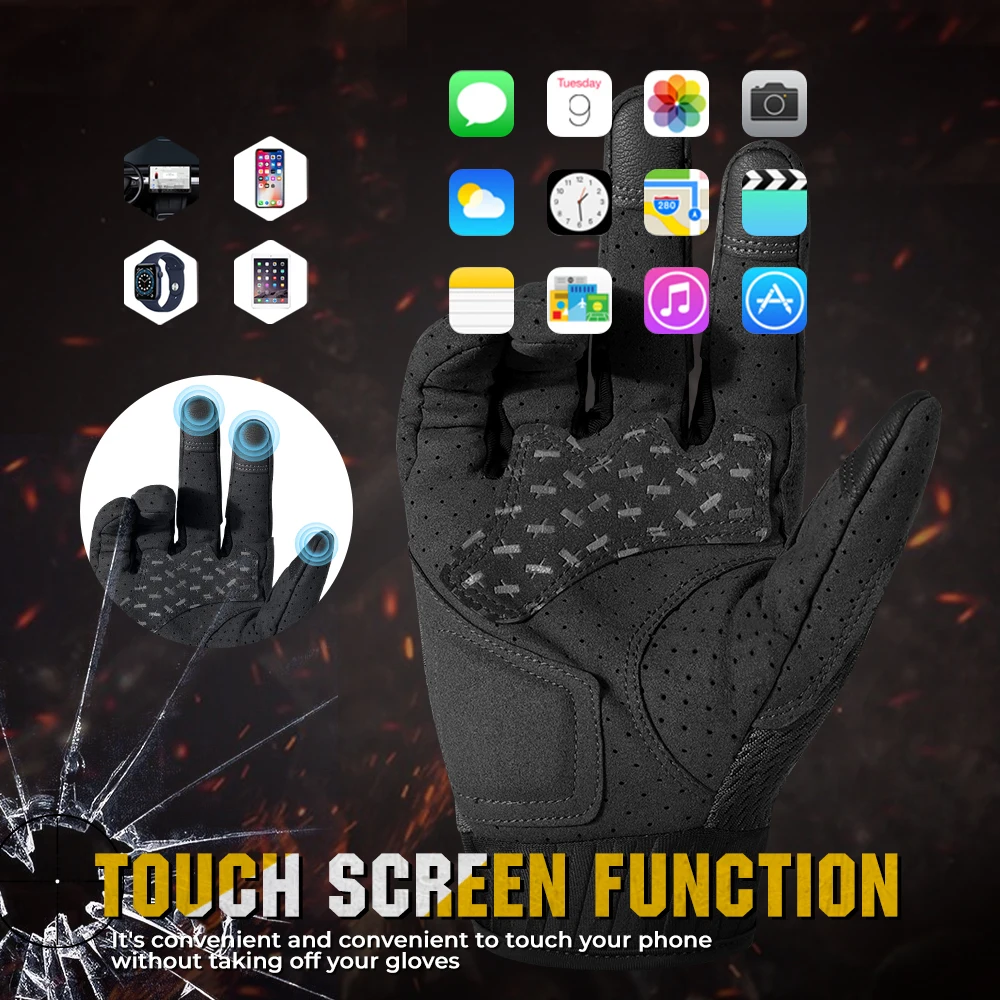 Guantes de moto de dedo completo, protectores de manos transpirables para pantalla táctil, a prueba de golpes, equipo de equitación para carreras de carretera, MTB, al aire libre - imagen 2