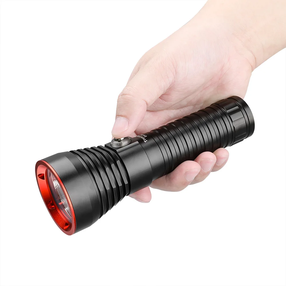 TrustFire-luz de buceo DV-F1, linterna LED de buceo recargable por Usb, 1350 lúmenes, 26650 baterías, profundidad de 50 metros, lámpara impermeable