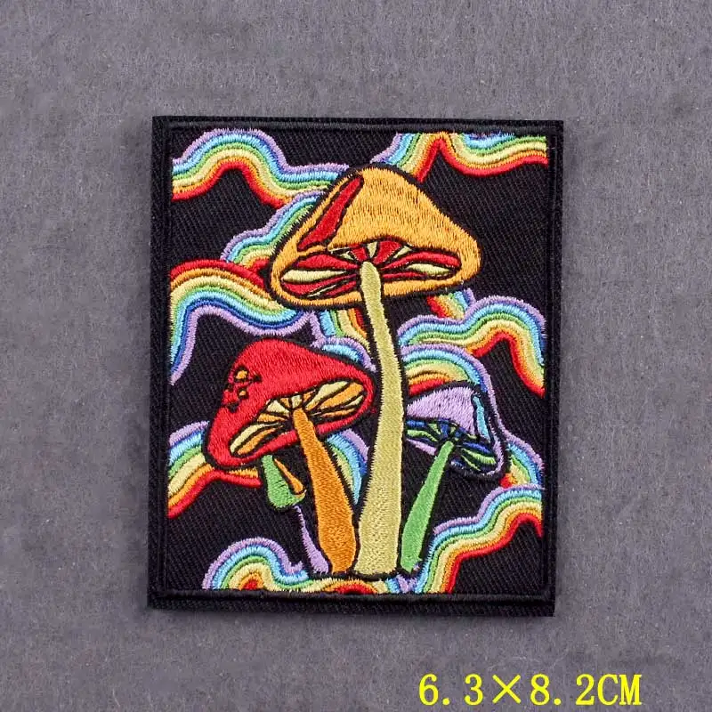 Parche de setas, parches bordados para ropa, planchado para acampar, parches para ropa, parches termoadhesivos, rayas para la naturaleza - imagen 4