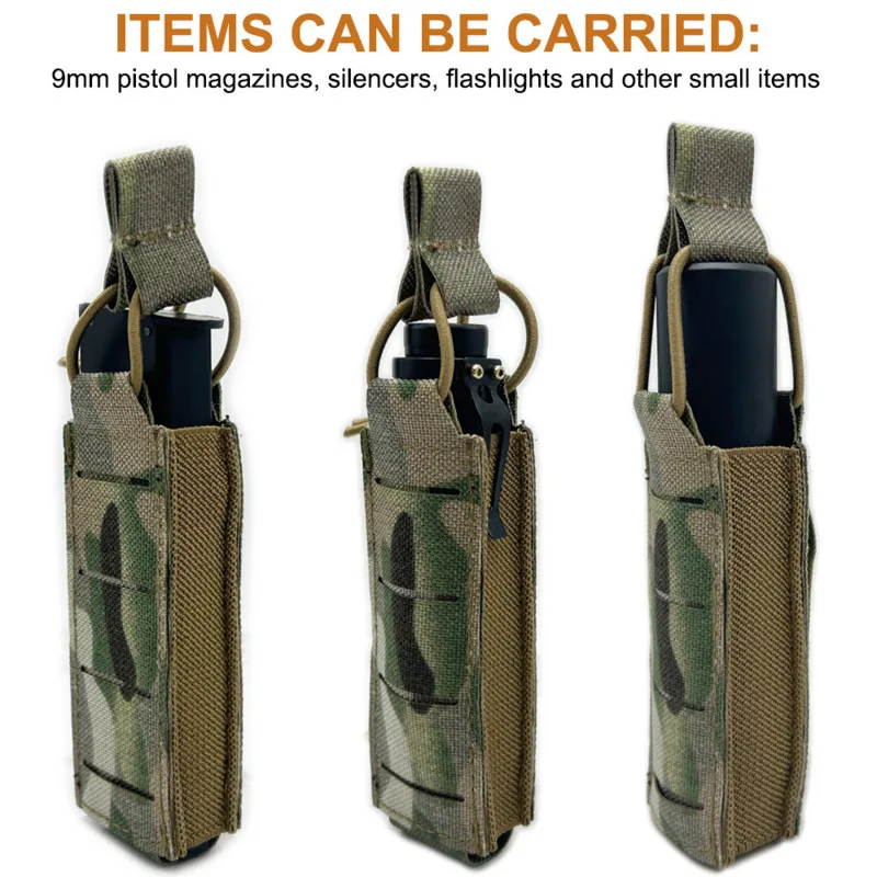 Bolsa de una sola revista de 9mm, soporte MAG para pistola táctica, sistema montado MOLLE, banda elástica y cable de choque, accesorios de caza - imagen 4