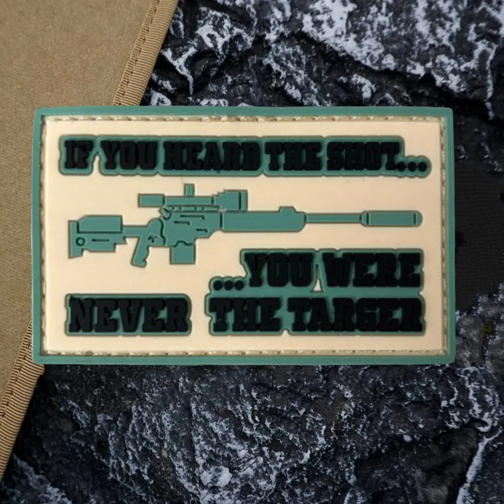 Parche táctico de francotirador HEARD THESHOT, parches de PVC con gancho y bucle, insignia de moral, brazalete del ejército militar, pegatinas para mochila - imagen 3