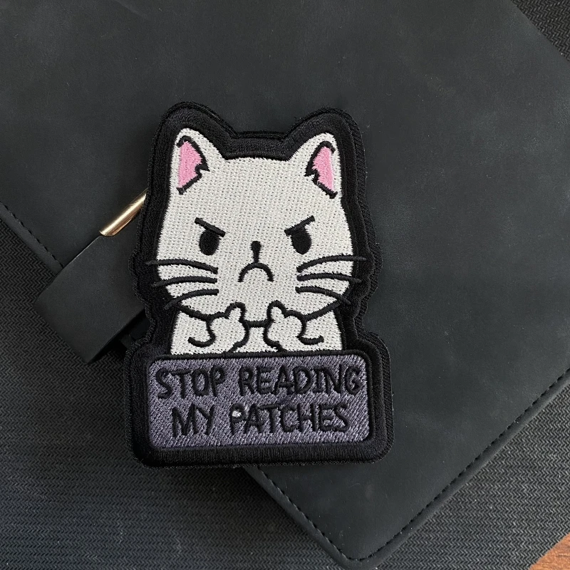 Pegatina de mochila táctica de gatito de fuego, insignia bordada para dejar de leer, MY PATCHES, insignia de moral de gatos, banda para el brazo, esta es la captura fina - imagen 3