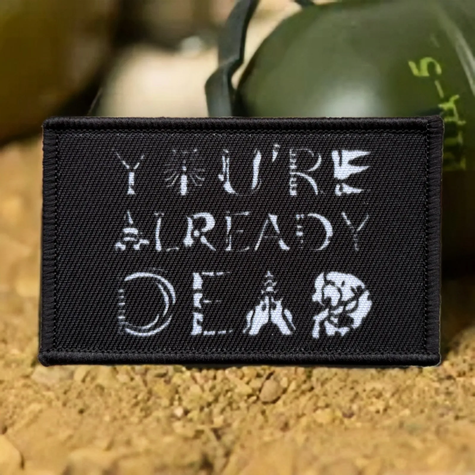 Parche táctico de moral muerta ya estás, insignia militar, gancho de bandera de EE. UU., parches de gancho y bucle impresos con calavera, pegatina para mochila del ejército