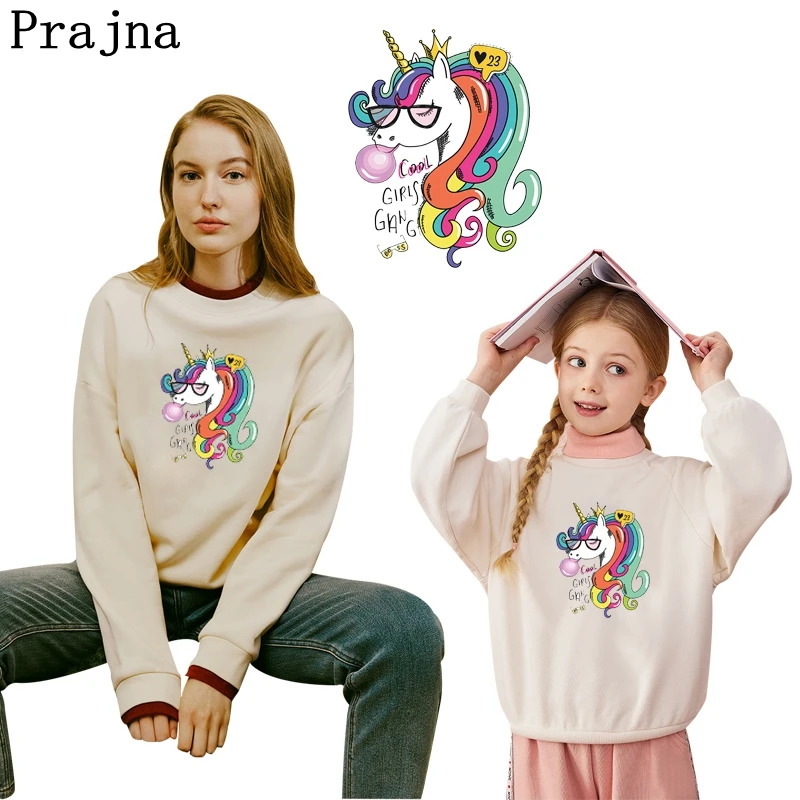 Prajna-apliques de unicornio para ropa de niños, transferencia de calor térmica de animales, pegatinas de dibujos animados, DIY - imagen 4