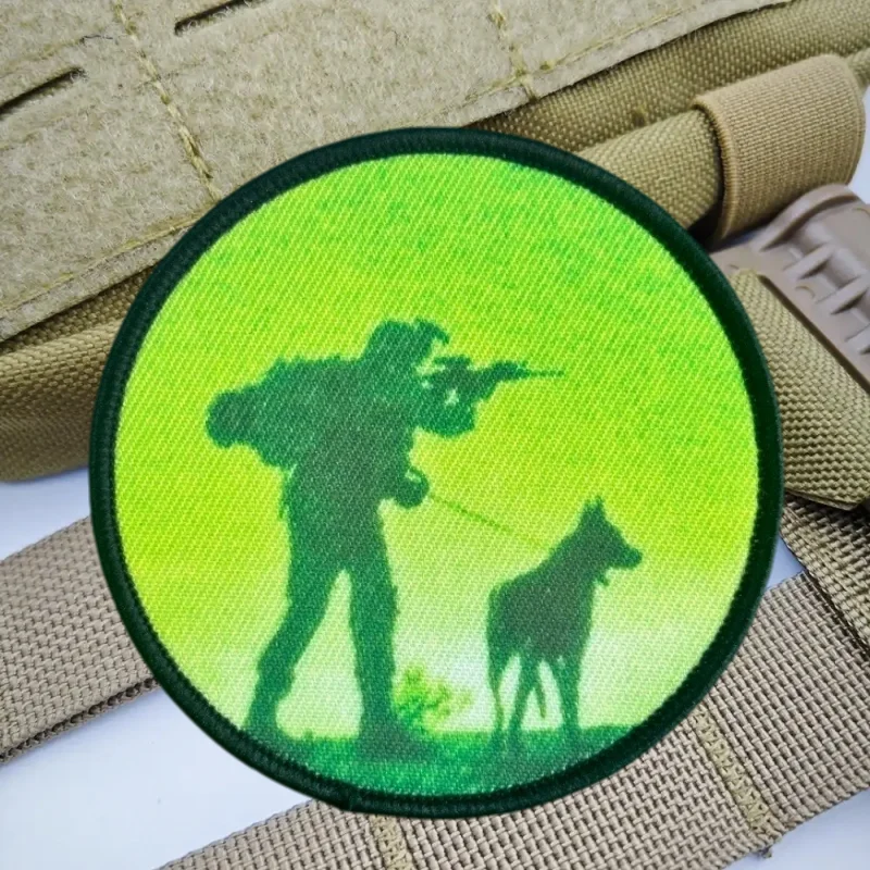 Parche con estampado de perro Hunter Hound, chaleco táctico, insignia de moral con gancho y bucle, pegatinas decorativas para mochila, parches para brazalete para ropa - imagen 4