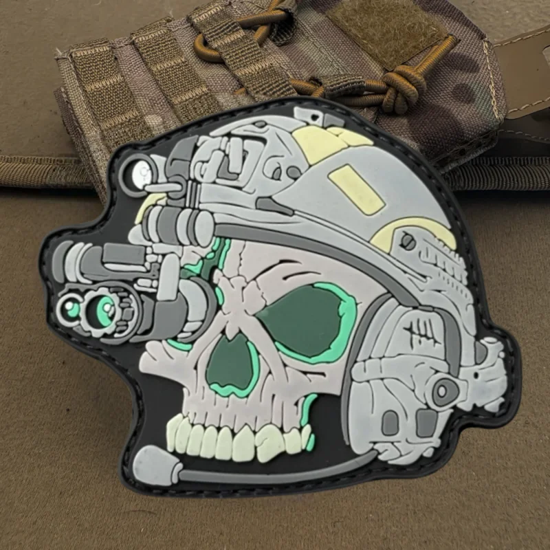 Parche de PVC 3D de calavera de cazador, chaleco táctico, sombreros con gancho y bucle, insignia de moral, mochila, pegatinas decorativas, parches para brazalete para ropa - imagen 5